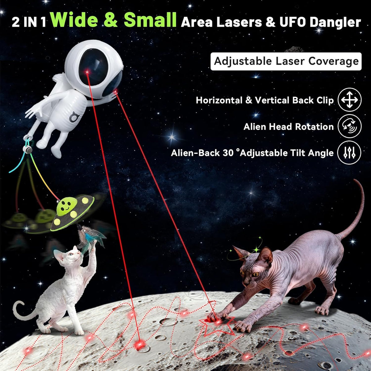 Interactive Dual Laser & Catnip UFO Toy