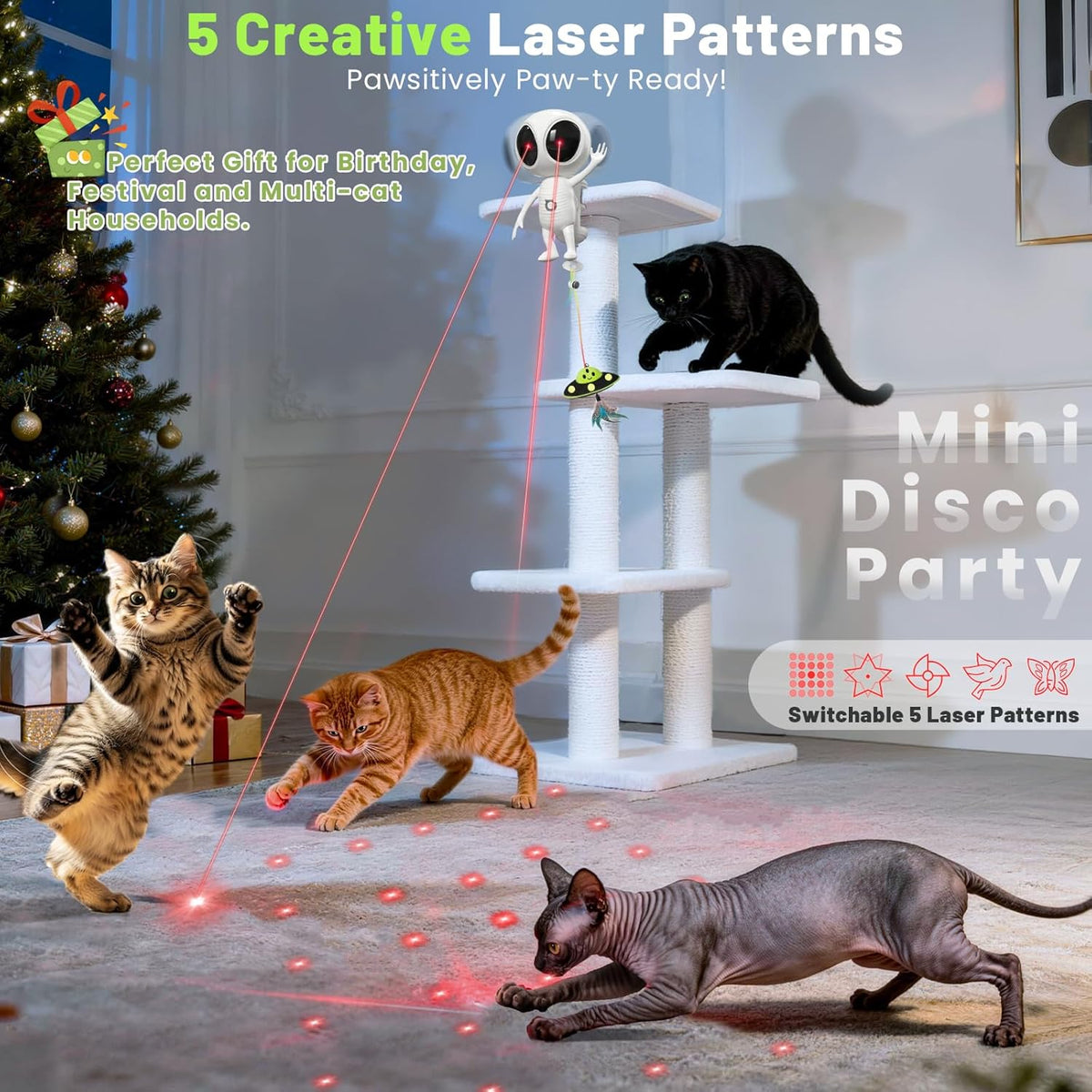 Interactive Dual Laser & Catnip UFO Toy